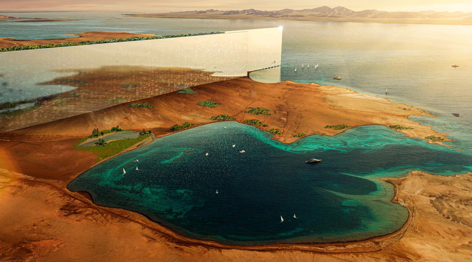Artist Concept of The Line City underway in Saudi Arabia
